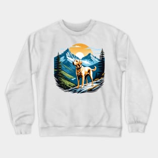 Labrador Dog on Mountain Hike Crewneck Sweatshirt